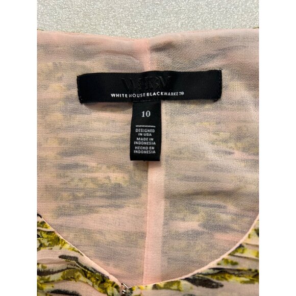 White House Black Market Long Sleeve Pleated Keyhole Blouse 8 10 - Picture 9 of 9